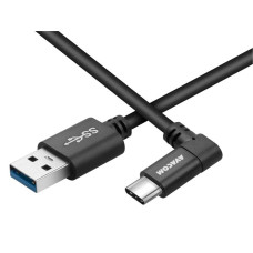 AVACOM datový a nabíjecí kabel USB - USB Type-C, 100cm, konektor v úhlu 90°, černý