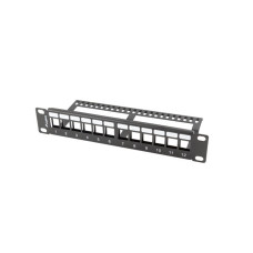 LANBERG PATCH PANEL 12 PORTŮ 1U S ORGANIZÉREM PRO KEYSTONE MODULY ČERNÝ