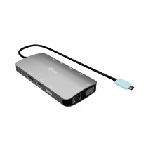 i-tec USB-C Metal Nano 3x Display (DP, HDMI and VGA) Docking Station, Power Delivery 100W