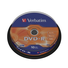 VERBATIM DVD-R(10-Pack)Spindl/MattSlvr/16x/4.7GB