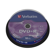 VERBATIM DVD+R(10-Pack)Spindl/MattSlvr/16x/4.7GB