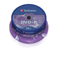 VERBATIM DVD+R(25-Pack)Spindl/MattSlvr/16x/4.7GB