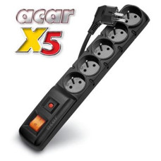Rozvodný panel ACAR X5/3m 5x220V černý+přep.ochr.