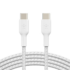 BELKIN kabel oplétaný USB-C - USB-C, 1m, bílý