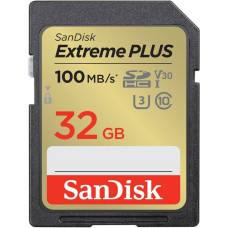 SanDisk Extreme PLUS • SDHC • 32GB • UHS-I U3  •  Class 10 • Černá