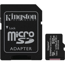 Kingston CANVAS SELECT PLUS • micro SDXC • 512GB • UHS-I U3  •  Class 10 • + Adaptér