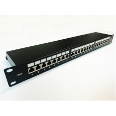 Patch panel 24p.Cat6A STP 1U osazený černý