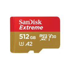 SanDisk Extreme • micro SDXC • 512GB • UHS-I U3  •  Class 10 • + Adaptér