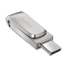 SanDisk Ultra Dual Drive Luxe • 128GB • USB 3.1 • USB-A + USB-C • Stříbrná