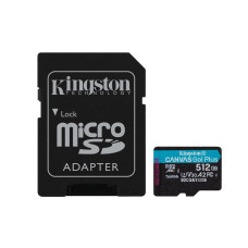 Kingston Canvas Go Plus A2 • Micro SDXC • 512GB • UHS-I U3  •  Class 10 • + Adaptér