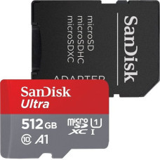 SanDisk Ultra • micro SDXC • 512GB • UHS-I U1  •  Class 10 • + Adaptér