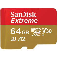 SanDisk Extreme • micro SDXC • 64GB • UHS-I U3  •  Class 10 • + Adaptér