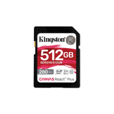 Kingston Canvas React Plus • SDHC • 512GB • UHS-II U3  •  Class 10