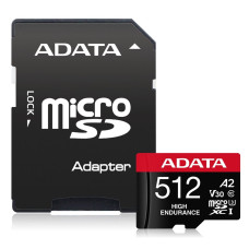 Adata High Endurance • Micro SD • 512GB • UHS-I U3  •  Class 10 • + Adaptér