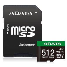 Adata Speed Plus • Micro SD • 512GB • UHS-I U3  •  Class 10 • + Adaptér