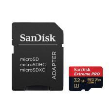 SanDisk Extreme PRO • micro SDHC • 32GB • UHS-I U3  •  Class 10 • + Adaptér