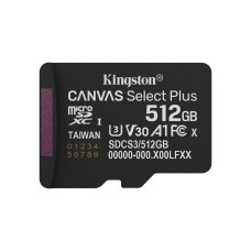 Kingston Canvas Select Plus • Micro SDXC • 512GB • UHS-I U3  •  Class 10