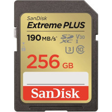 SanDisk Extreme PLUS • SDXC • 256GB • UHS-I U3  •  Class 10