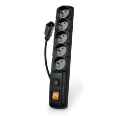 Acar F5 5m kabel, 5 zásuvek, přepěťová ochrana, černý