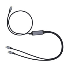 Kabel C-TECH USB Type-C PD 100W power splitter, 0,7m + 2x0,5m, černý
