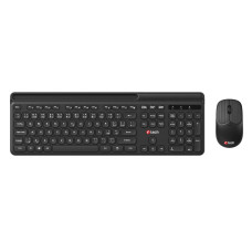 Klávesnice C-TECH Quallis WLKMC-05, bezdrátový combo set s myší, černý, USB, CZ/SK