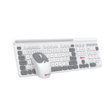 Klávesnice C-TECH Quallis WLKMC-05, bezdrátový combo set s myší, bílá, USB, CZ/SK