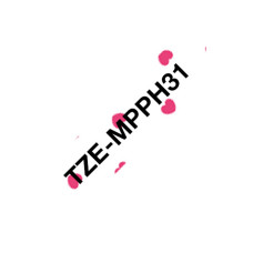 Brother TZe-MPPH31, růžová srdíčka/černá, 12mm