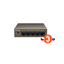 Tenda TEF1105P-4-63W PoE AT switch 4x PoE 802.3af/at, 5x 100Mb/s, PoE celkem 63W, fanless, PoE+