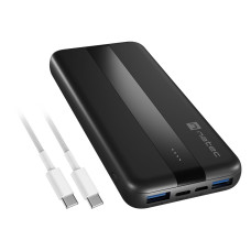 Power banka Natec TREVI SLIM Q V2 10000mAh, 2X USB-A 18W, 1X USB-C 20W, USB-C - USB0-C kabel, černá